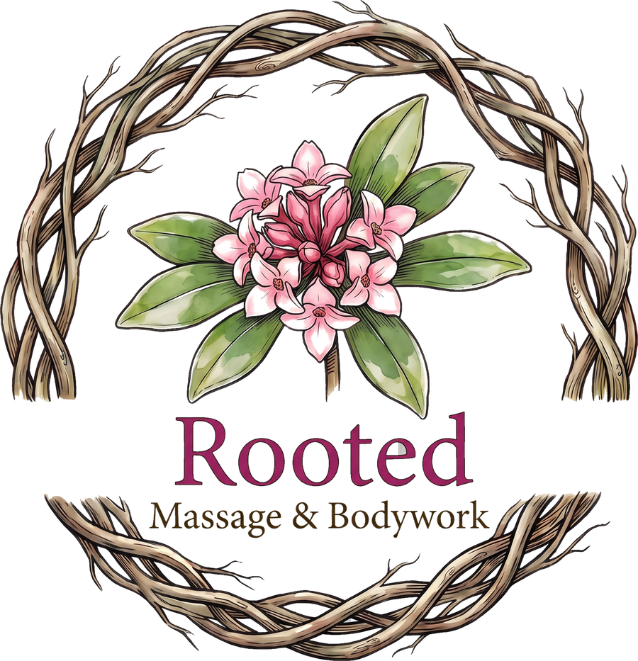 Rooted Massage & Bodywork wreath logo